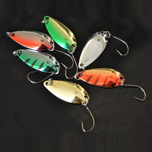 Fishing Lure Spoon 30pcs/lot Hard Metal Lures Fishing Spoon Lures 3g Spinner Spoon Hard Bait/spoons Sliver/Gold/Green/Red