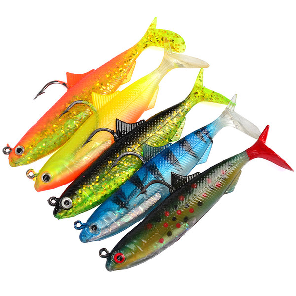 5Pcs Fishing Lure Bait Tackle Black Hook Soft Lures 10.5cm/21g F00512