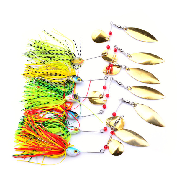 Lot 6pcs Mixed Color Spinner Fishing Lures Bass CrankBait Crank Bait Tackle Hook F00490