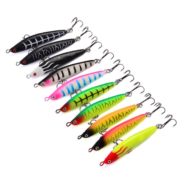 10Pcs Plastic Minnow Fishing Lures Bass CrankBait Tackle 8cm/18g F00508