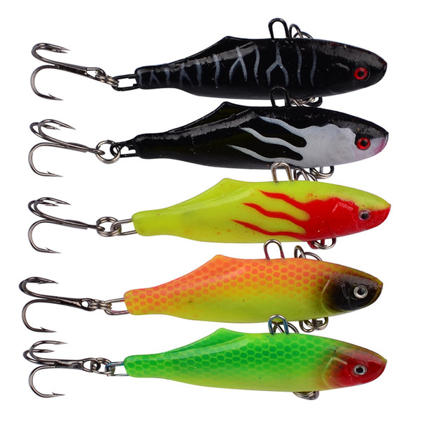 5pcs Minnow Fishing Lures Bass CrankBait Hooks Colorful 6.3cm 15g F00505