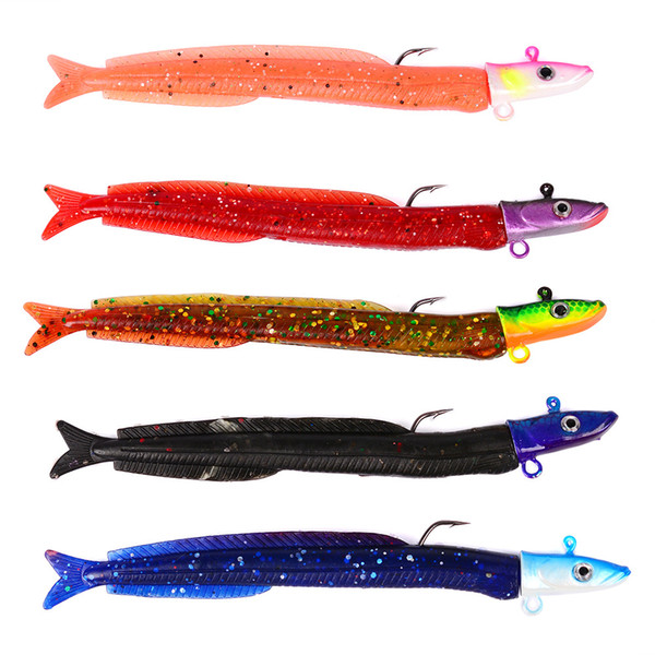 5Pcs Soft Fishing Lures Bait Wobbler Spinning Rubber Worm Down Shrimp Lure F00514