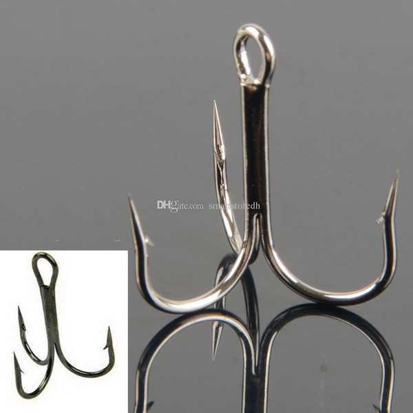 100pc Fishing Hook White/Black Overstriking Antirust Treble Fishhook Tackle F00308 SPDH