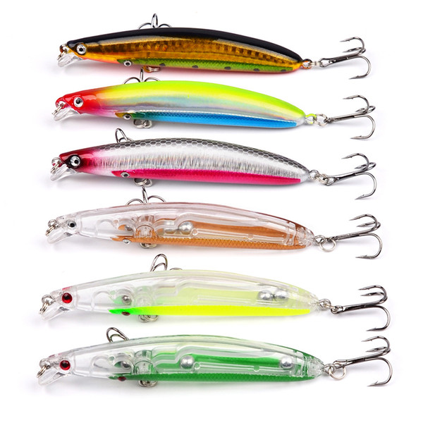 6Pcs Minnow Fishing Lure Crank Bait Hooks Bass Crankbait Tackle 9.5cm F00503