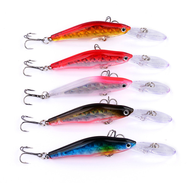 5Pcs Plastic Fishing Lures Bass CrankBait Crank Bait Tackle #8 Hooks 10cm F00513