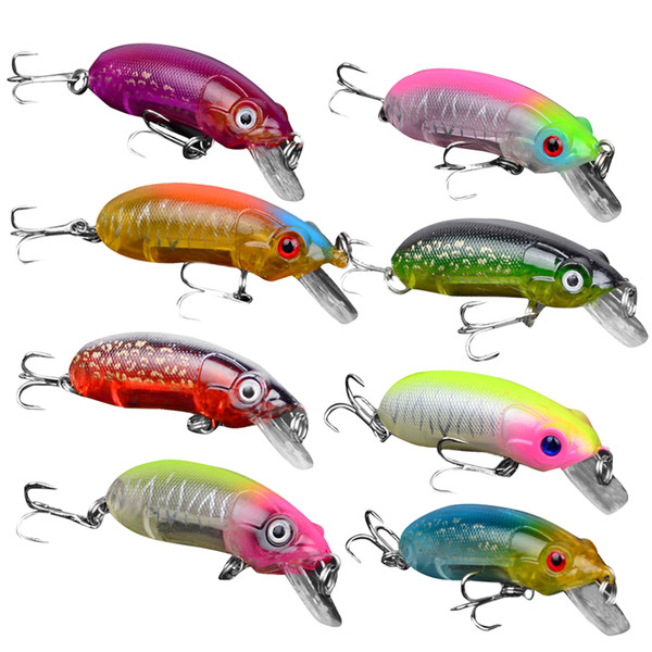 8pcs Plastic Minnow Fishing Lures Lures Bass CrankBaits #6 Hooks Tackle F00485