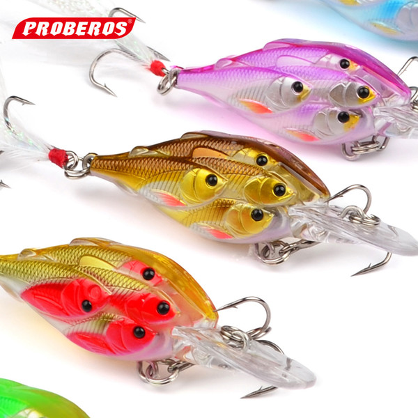 5pcs Plastic Minnow Fishing Lures Lures Bass CrankBaits 7CM Hooks Tackle F00501