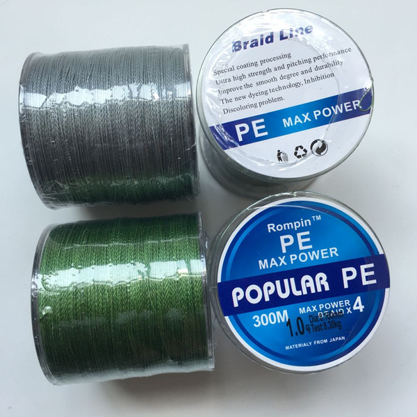 300M PE Braided Fishing Line 4 stands Japan Multifilament 4 Super Strong Carp Colorful Braid Fishing Line grey army green color