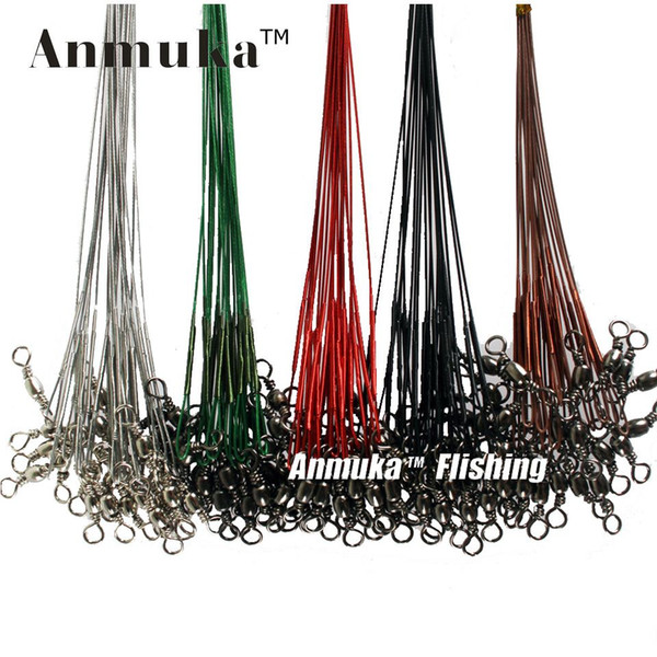 q0205 Anmuka 10Pcs Fly Fishing lead Line Connector Leader Wire lead line Assortment Sleeve and Stainless Steel Rolling Swivels 12-28cm