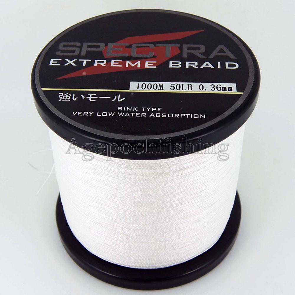 Wholesale-Free shipping&discount !! 4 strands 1000m 50lb braided fishing line .white