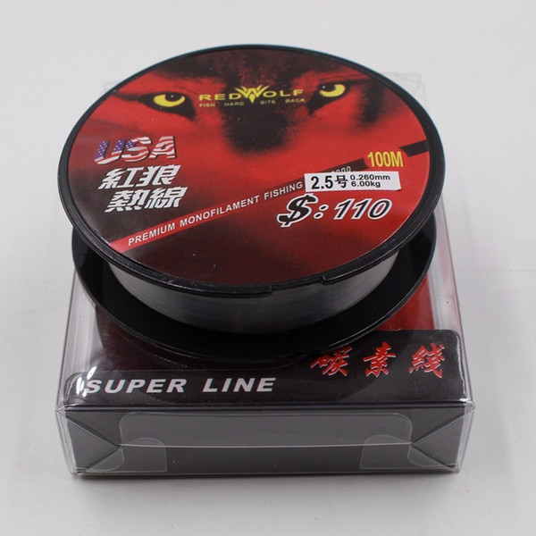 Free Shipping 100m Raw Nylon Fishing Lines Strong Carbon Line Fishing Tackle Tool 0.4-8.0 Available 100pcs/lot