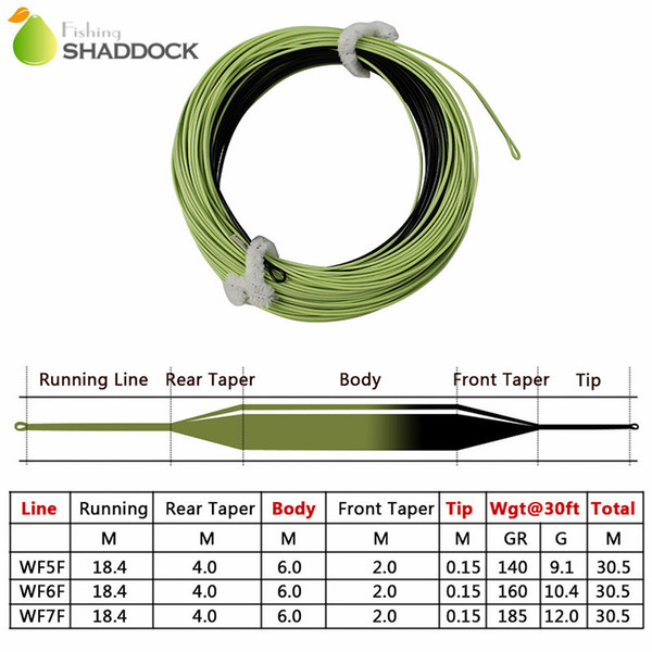 100FT 30.5m Sink Tip Floating Fly Fishing Line WF-5FS/6FS/7FS Fly Fishing Lines With 2 Welded Loops