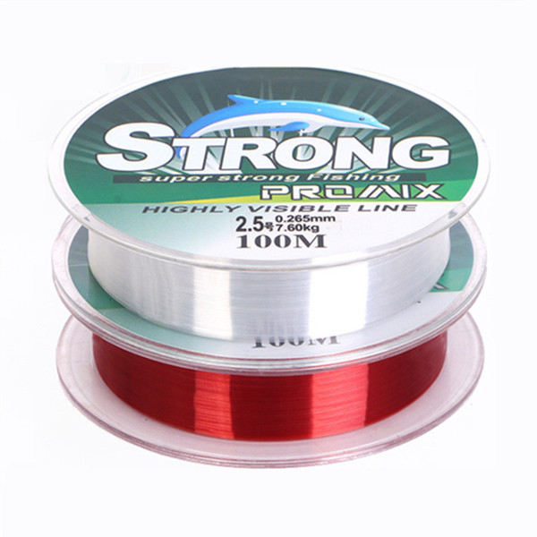 100M fluorocarbon fishing line red/clear #9-0.55mm sea fishing throwing line nylon