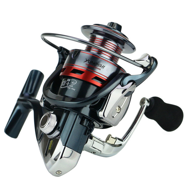 14BB Aluminum Spool Spinning Fishing Reel Wheel 3000 4000 5000 Series Gear Ratio 5.5:1 EVA Handle Right/Left Hand Changeable