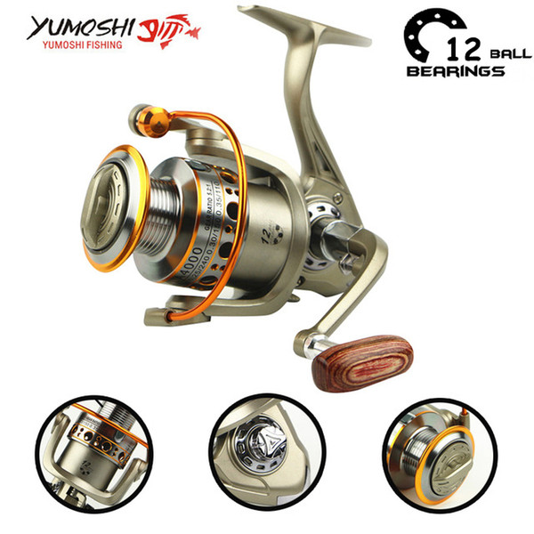 Yumoshi 2000-7000 12BB 5.5:1 Feeder Fishing Reel Metal Spinning Reels Carp Fishing Reels Carretilha de pesca Moulinet C18110601