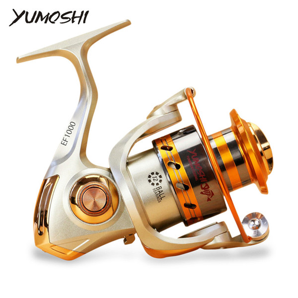 Yumoshi EF1000-7000 12BB 5.2:1 Metal Spinning Fishing Reel Fly Wheel For Fresh/Salt Water Sea Fishing Spinning Reel Carp Fishing