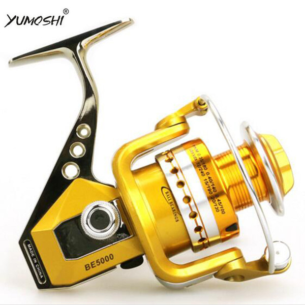 YUMOSHI BE1000-BE7000 SPINNING REELS RATIO 5.5:1 BALL GEAR 12+1BB ALUMINIUM ALLOY LINE CUP AND FIXED FOOD METAL SHAKEHAND FISHING REELS