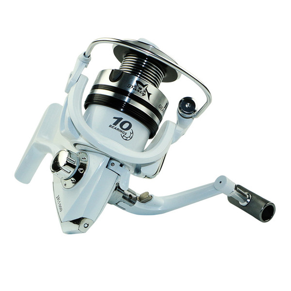 Metal Spool 10BB Ball Bearing Spinning Fishing Reels Series 4000 5000 6000 7000 High Speed 4.7:1 Plastic Ice Fishing Wheel White