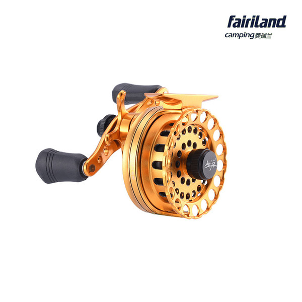 6.5cm(2.56in) 5BB 2.6:1 golden aluminum raft fishing reel Left/Right handed very smooth casting fly ice reel