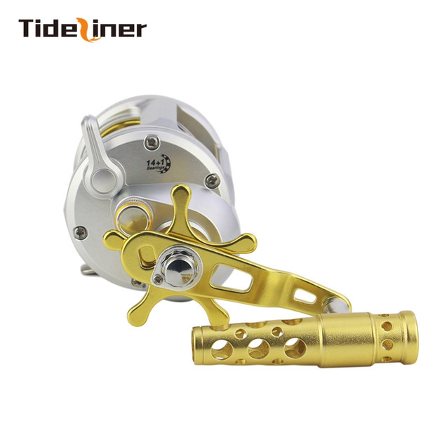 Tideliner Drum fishing reel ratio 4.2:1 Bearings 14+1BB full matel arm Trolling reels sea saltwater fishing bait wheel drag 20kg