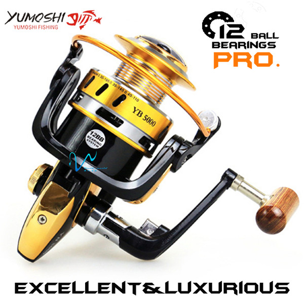 YUMOSHI brand Fishing reel spinning reel Metal main body ultra-lightweight but sturdy 12BB 5.5:1 Carretilha de pescaria Peche