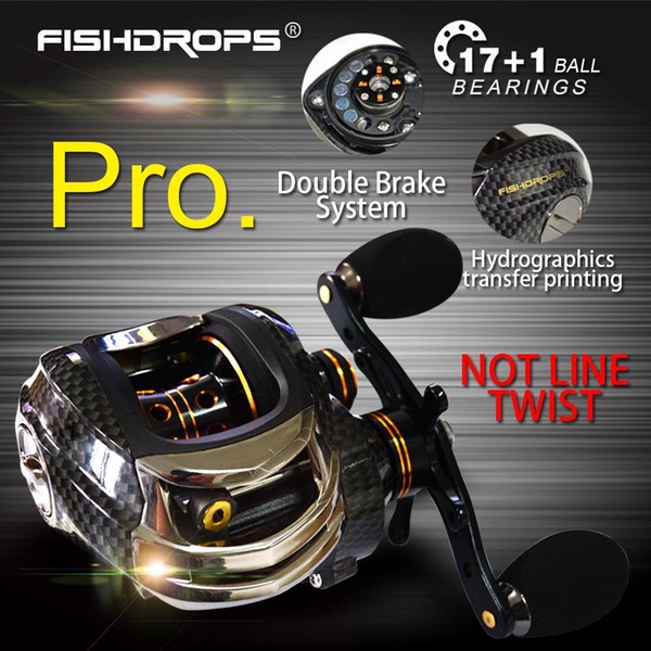 Fishdrops 17+1BB Baitcasting Fishing Reel 7.0:1 Bait Casting Left / Right Hand Rel with One Way Clutch Fish Pesca Reel