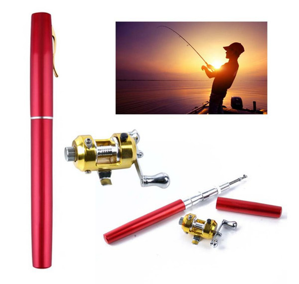 New Pen Portable Pocket Telescopic Mini Fishing Pole Pen Shape Folded Fishing Rod With Reel Wheel Fishing Gear DDA185