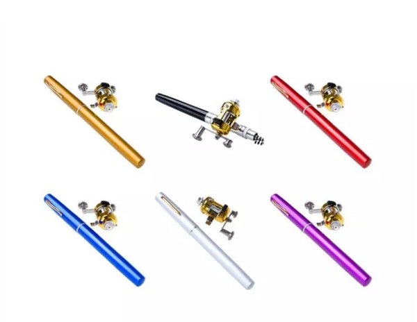 Portable Travel Pocket Mini Aluminum Alloy Pen Shaped Pole Fishing Rod with Metal Drum Wheel Reel Combo Foldable Fishing Set 1meter