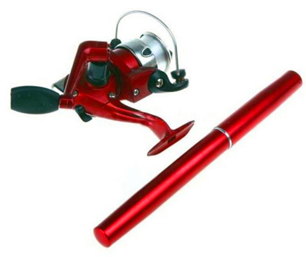 High Quality 6 Colors Mini Aluminum Pocket Sea Pen Fishing Rods Pole + Reel free shipping