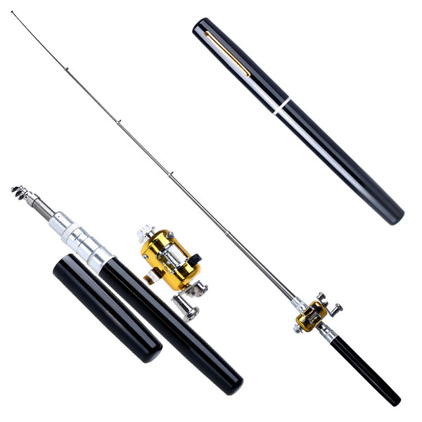 Portable Fishing Rod Mini Rods Ice fishing Tools 6 colors Pen Shape Pocket Fish Rod Small sea rods With Fishing Reels