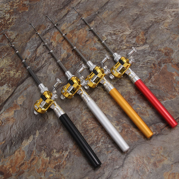 rod pole Aluminum Alloy Pen Fishing Rod Mini Pocket Fish Pole Reel Combos Lightweight Telescopic Fishing Rods with Reel