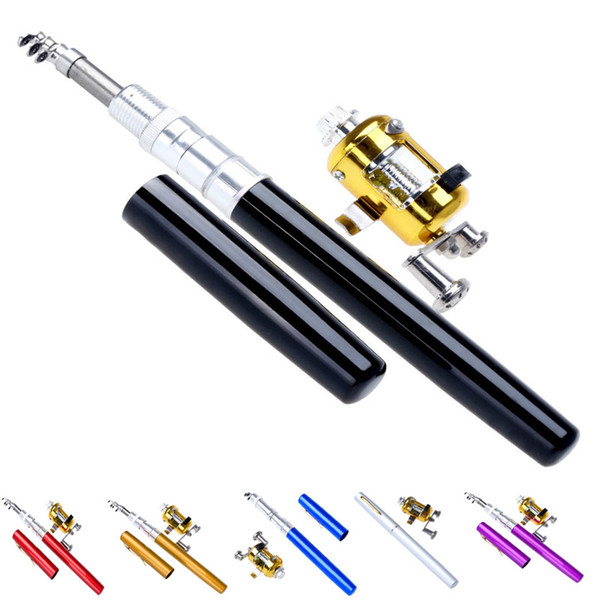 Pen Shape Folded Fishing Rods Pocket Telescopic Mini Fish Pole Aluminium Alloy Ultrashort Angling Rods High Quality 26jx UU