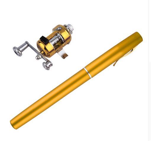 1 pcs mini pocket Aluminum Alloy Portable Pen shaped Fish fishing rod Pole reel with free shipping