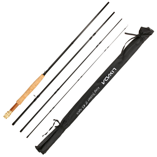 Lixada PortableCarbon Fiber Fly Fishing Rod 9 Feet 2.7M 4 Sections Detachable Pole Carp Fishing Tackle