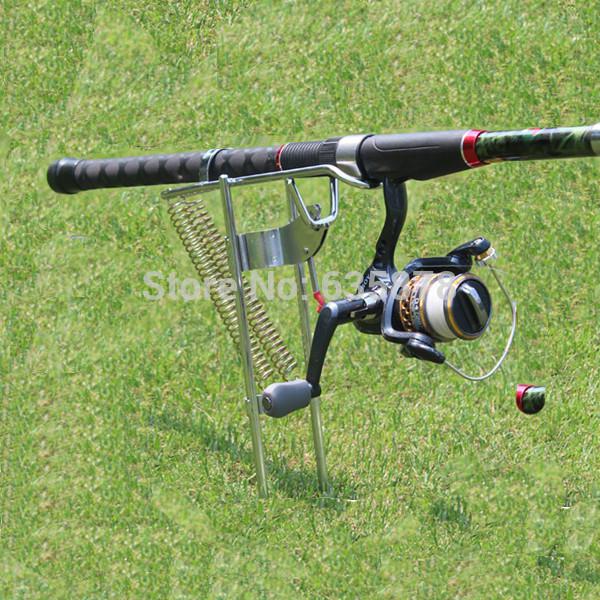 Wholesale-Fishing Rod Pole Stand Holder Bracket Practical Silver Steel Fishing Tool Double Spring Automatic Adjustable Free Shipping