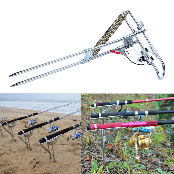 pole Automatic Double Spring Angle Fish Pole Tackle Bracket Bracket Rod Holder Anti-Rust Steel Tools Fishing Rods Accessories