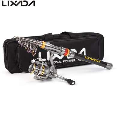 Lixada Telescopic Fishing Lure Rod Reel combo Set Carbon Fiber Fishing Rod Pole + Spinning Reel + Fishing Tackle Bag for Pesca