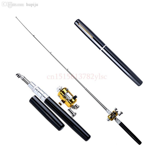 Wholesale- Mini Portable Pocket Fish Pen Aluminum Alloy Fishing Rod Pole Reel Pocket Pen Fishing Rod Pole Reel Combos FL89