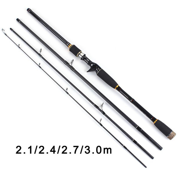 TOMA 2.1m 2.4m 2.7m 3.0m 100% Carbon Fiber Rod Spinning Fishing Rods Casting Travel Rod 4 Sections Fast Action Fishing Lure Rod