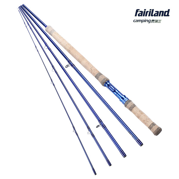 Wholesale Fairiland 3.4m/11ft 5 SEC Blue Fly Fishing Rod Carbon fiber Fly Fishing Pole w/ Aluminum Reel Seat cork wood handle