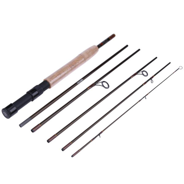 High Carbon Pole 2.3M 7 Section Power Carbon Fiber Spinning/Casting Travel Lure Fishing Rod Wooden Handle Fly Fishing Rods Pesca