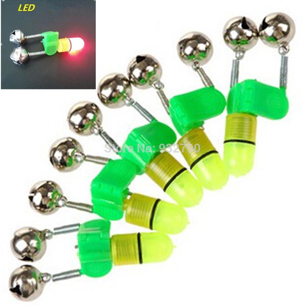 Wholesale-10 pcs Led Night Fishing Accessory Rod Tip fish Bite Double Twin Alarm Alert Clip Bells Ring Fishmen Fishing Lights Alarm Bell