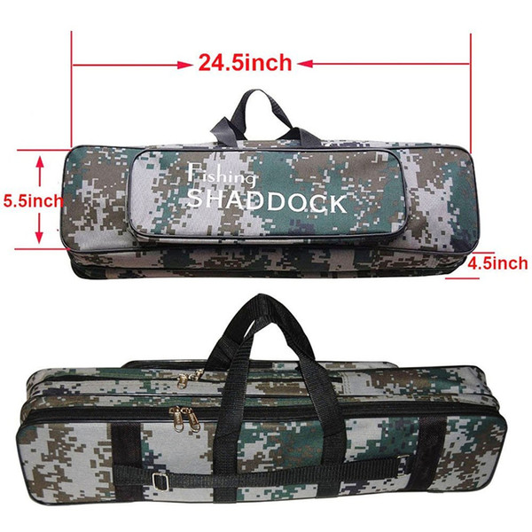 62CM/24.5-Inch Oxford Waterproof Fishing Rod Reel Bag Case Travel Organizer Tackle Tool Gear Storage Bag Case