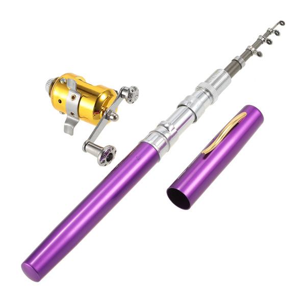 Mini Telescopic Rod Fishing Rod Reel Combo Kit Set Ice Fishing Pen Rods Pocket Aluminum Alloy Fishing Tackle Rod Reel Combo