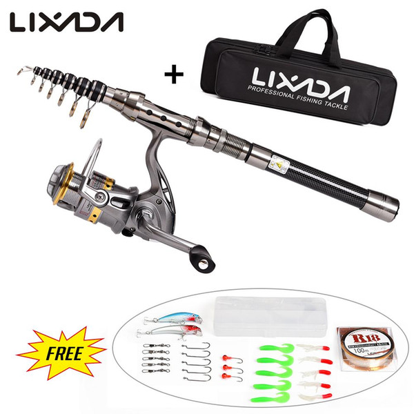 rod combos Lixada 1.5/1.8/2.1/2.4m Telescopic Fishing Rod Combo Full Kit Fishing Pole Spinning Reel Lures Line Set With Bag Case Pesca