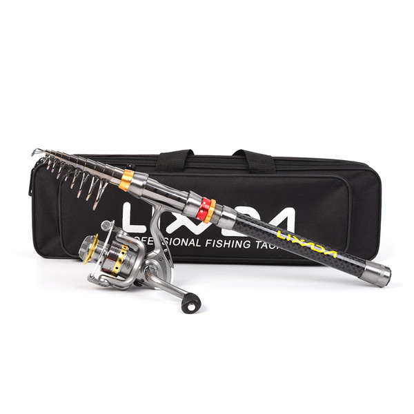 combos Lixada Telescopic Lure combo Set Carbon Fiber Fishing Rod Pole + Spinning Reel + Fishing Bag