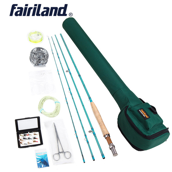 Fly Fishing set 015c 3/4 Starter kit 2.7m carbon rod 80mm aluminum fishing reel fly fishing accessories with rod case bag free shipping