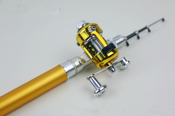 hot sale Mini Fishing rod portable Pocket Telescopic Aluminum Alloy Pen Shape Fishing Rods With Reel Wheel 7 Colors