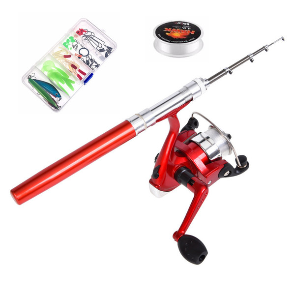 1 M Portable Fishing Rod Combo Set Pen mini fishing rod Reel Lures Hooks with Travel Bag for river lake sea wholesale