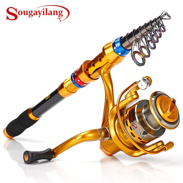 Sougayilang Saltwater Freshwater Fishing Rod Portable with 13+1 Superior Ball Bearings Smooth Spinning Reel